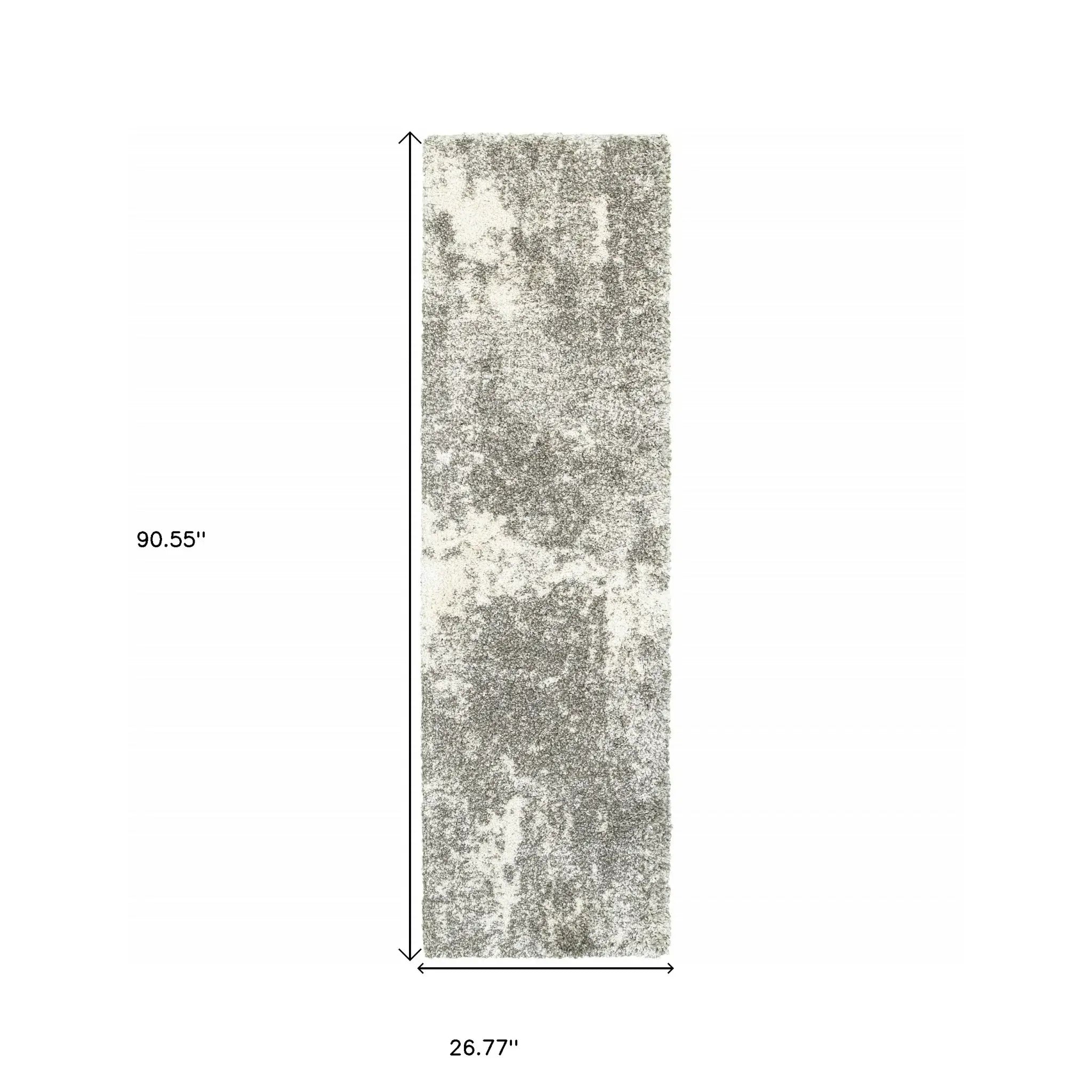 2' X 8' Gray And Ivory Distressed Abstract Runner Rug - Homeroots - Flyclothing LLC