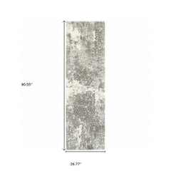 2' X 8' Gray And Ivory Distressed Abstract Runner Rug - Homeroots