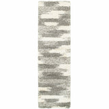 2' X 8' Gray And Ivory Geometric Pattern Runner Rug - Homeroots