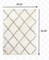 4' X 6' Ivory And Gray Geometric Lattice Area Rug - Homeroots - Flyclothing LLC