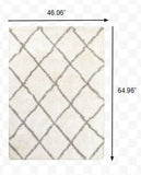 4' X 6' Ivory And Gray Geometric Lattice Area Rug - Homeroots