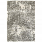 4' X 6' Gray And Ivory Distressed Abstract Area Rug - Homeroots