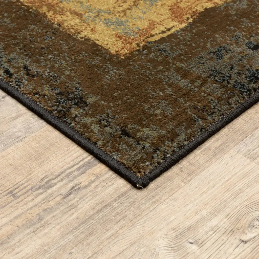 5' X 8' Brown And Black Abstract Geometric Area Rug - Homeroots - Flyclothing LLC