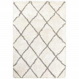 5' X 8' Ivory And Gray Geometric Lattice Area Rug - Homeroots