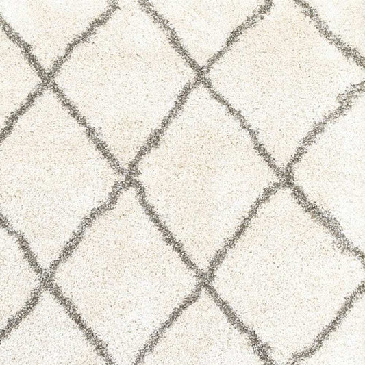 5' X 8' Ivory And Gray Geometric Lattice Area Rug - Homeroots - Flyclothing LLC