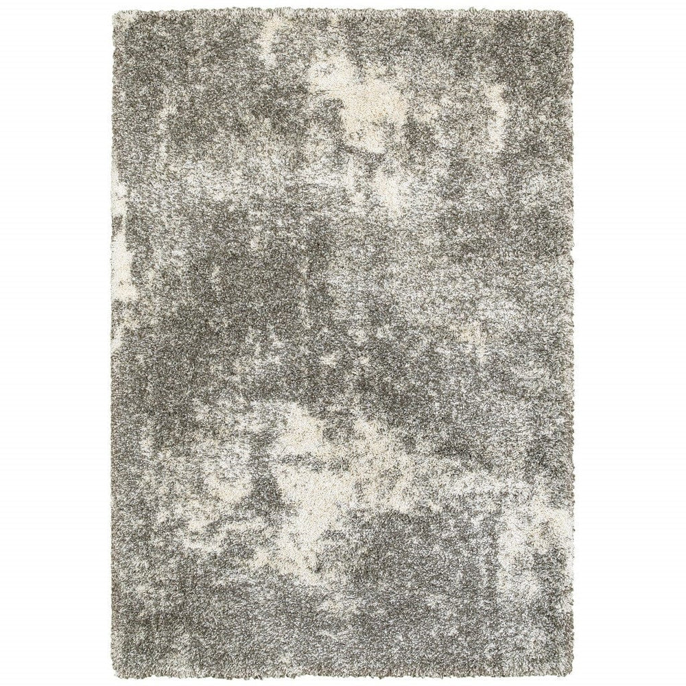 5' X 8' Gray And Ivory Distressed Abstract Area Rug - Homeroots