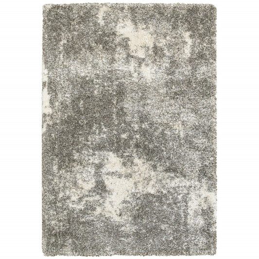 5' X 8' Gray And Ivory Distressed Abstract Area Rug - Homeroots