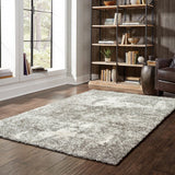 5' X 8' Gray And Ivory Distressed Abstract Area Rug - Homeroots
