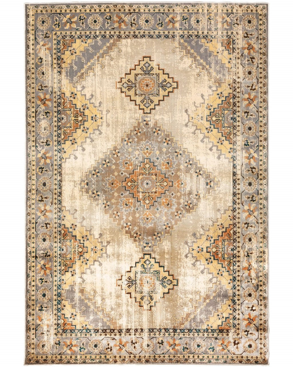 10' X 13' Gray And Beige Aztec Pattern Area Rug - Homeroots