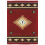 7' X 10' Red And Beige Ikat Pattern Area Rug - Homeroots - Flyclothing LLC