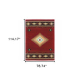 7' X 10' Red And Beige Ikat Pattern Area Rug - Homeroots - Flyclothing LLC