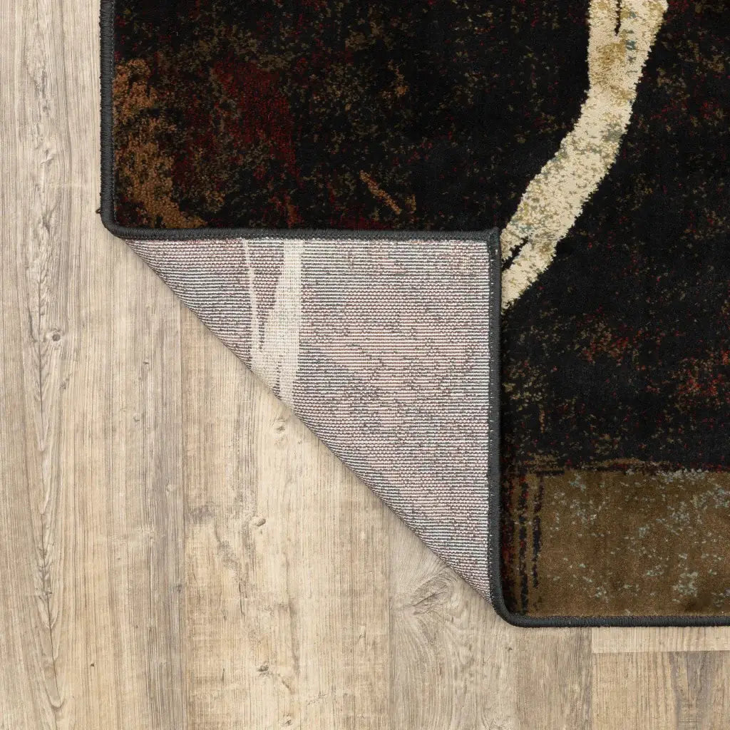 7' X 10' Brown And Black Abstract Geometric Area Rug - Homeroots - Flyclothing LLC