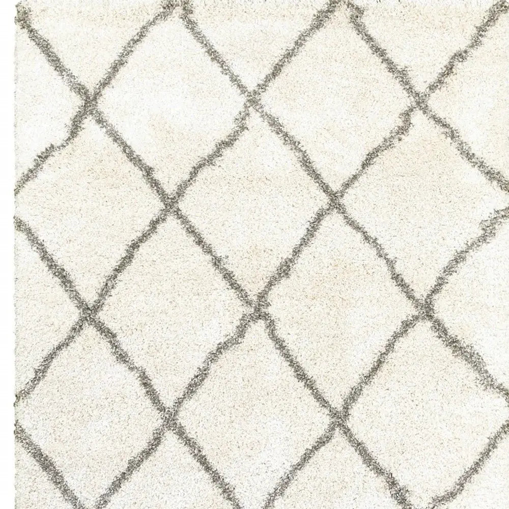 7' X 10' Ivory And Gray Geometric Lattice Area Rug - Homeroots - Flyclothing LLC