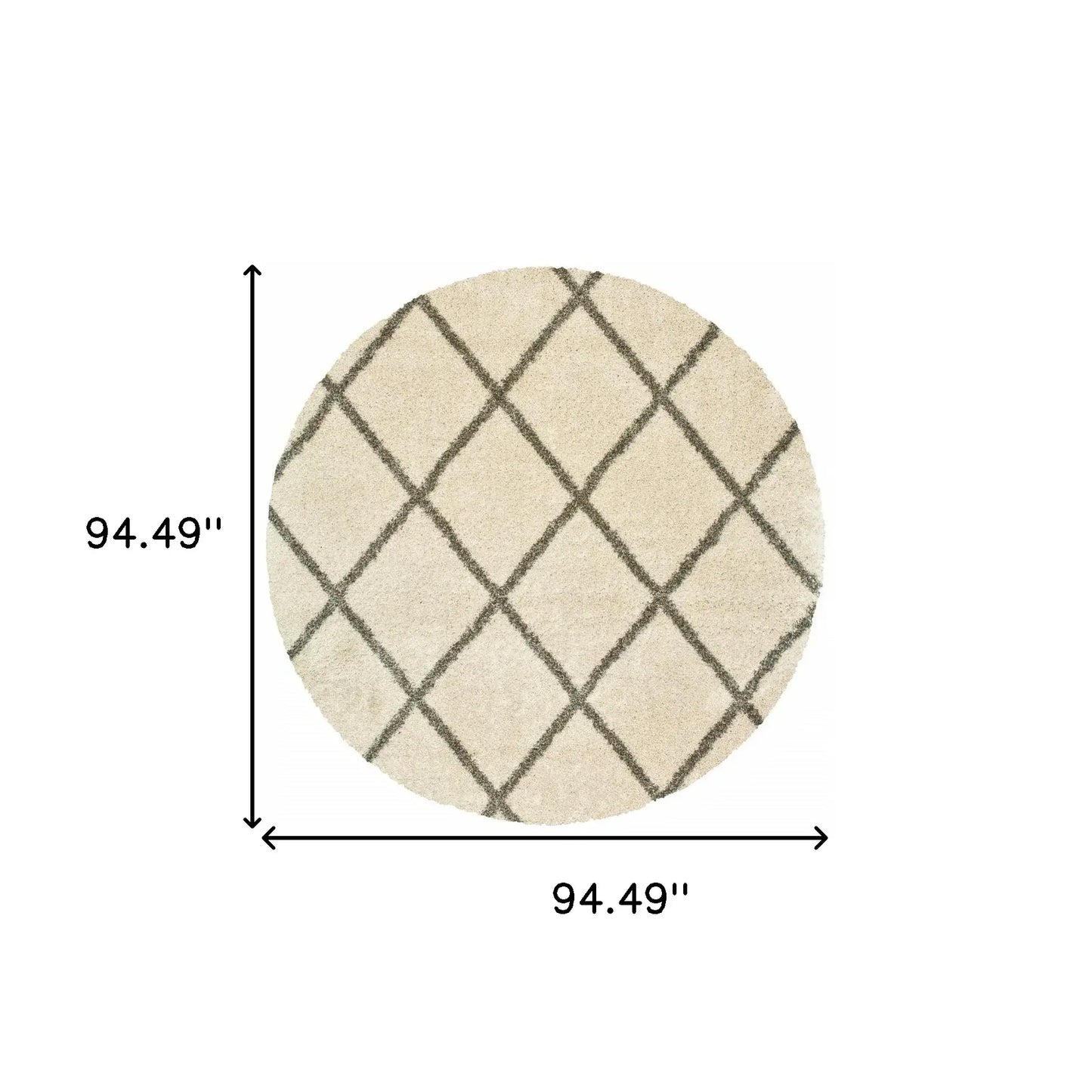 8’ Round Ivory And Gray Geometric Lattice Area Rug - Homeroots - Flyclothing LLC