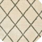 8’ Round Ivory And Gray Geometric Lattice Area Rug - Homeroots