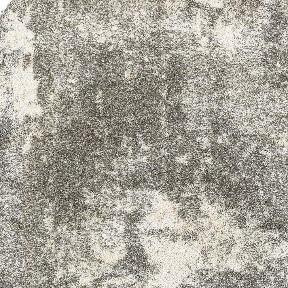 8' Round Gray And Ivory Distressed Abstract Area Rug - Homeroots - Flyclothing LLC