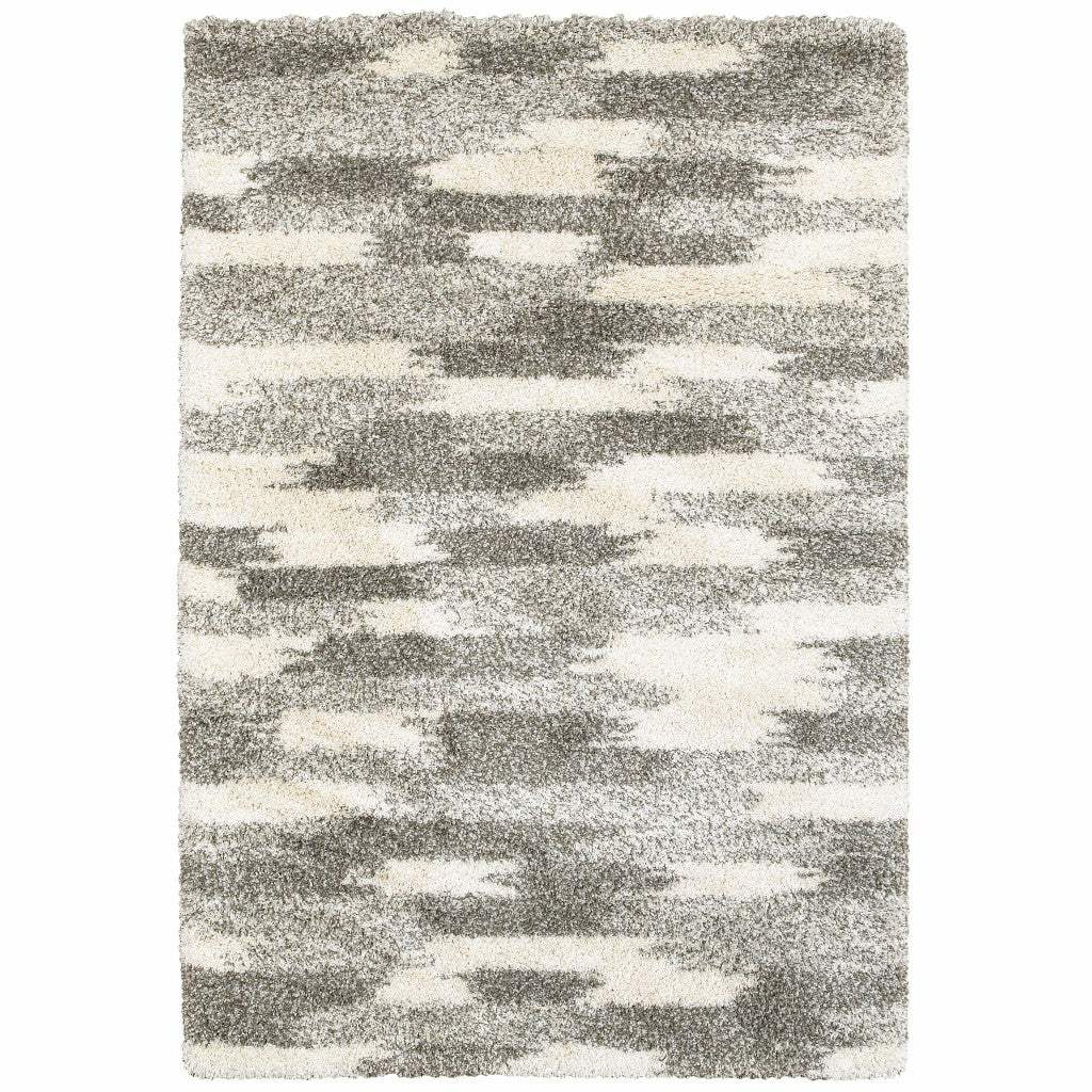 7' X 10' Gray And Ivory Geometric Pattern Area Rug - Homeroots - Flyclothing LLC