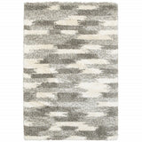 7' X 10' Gray And Ivory Geometric Pattern Area Rug - Homeroots