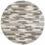 8’ Round Gray And Ivory Geometric Pattern Area Rug - Homeroots