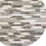 8’ Round Gray And Ivory Geometric Pattern Area Rug - Homeroots