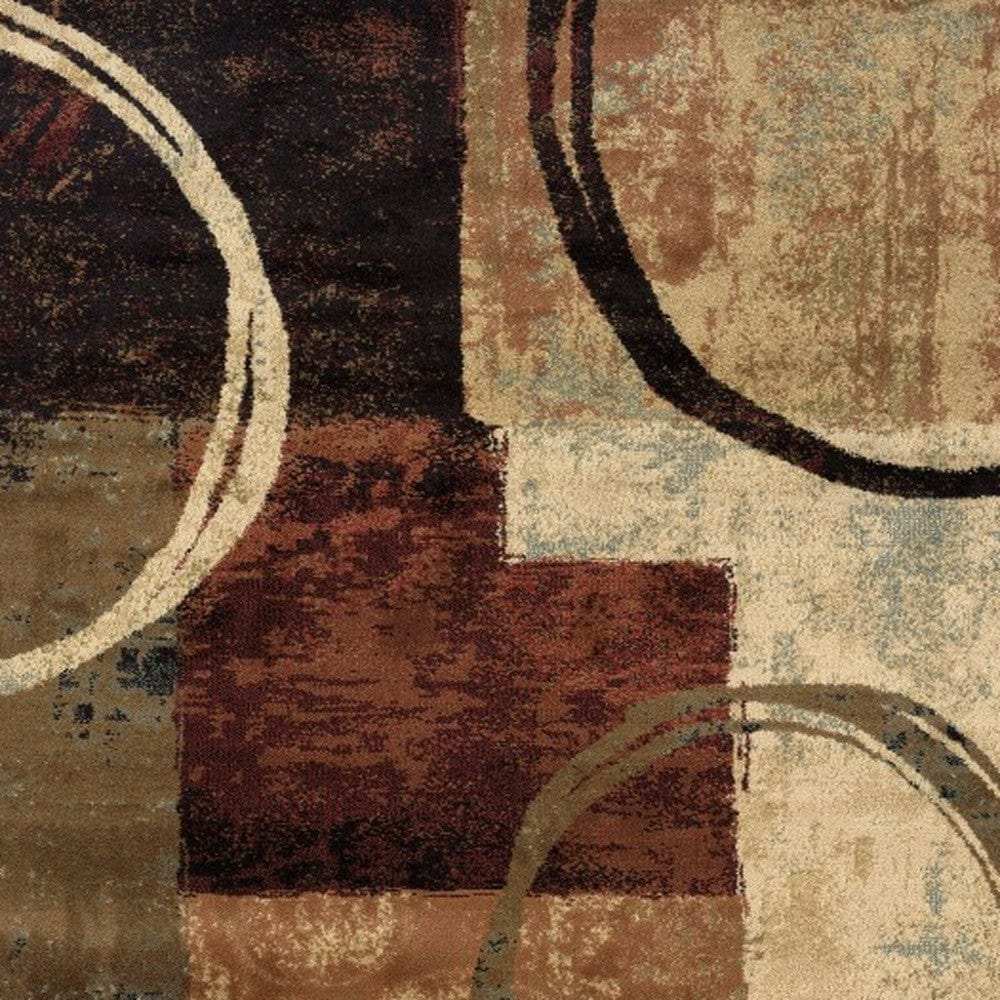 8' X 11' Brown And Black Abstract Geometric Area Rug - Homeroots - Flyclothing LLC