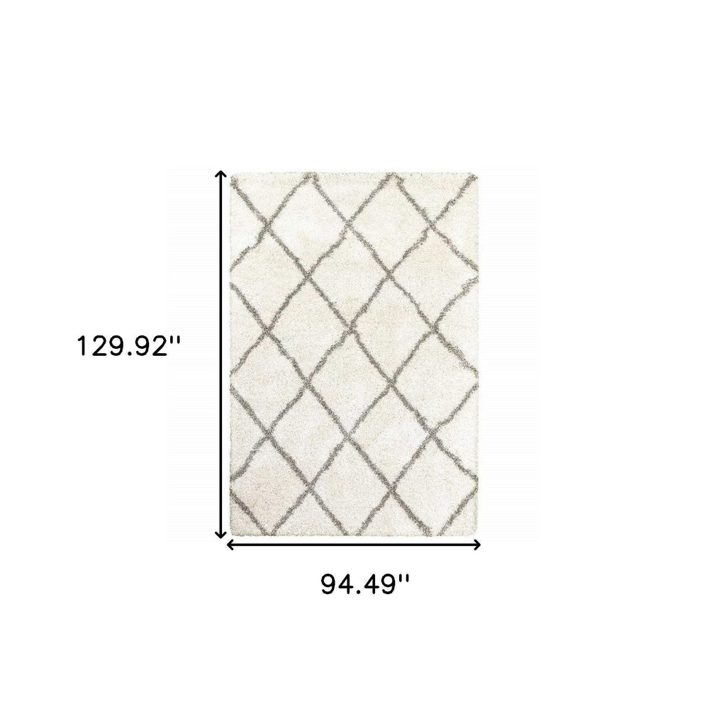 8' X 11' Ivory And Gray Geometric Lattice Area Rug - Homeroots - Flyclothing LLC
