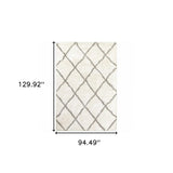 8' X 11' Ivory And Gray Geometric Lattice Area Rug - Homeroots - Flyclothing LLC