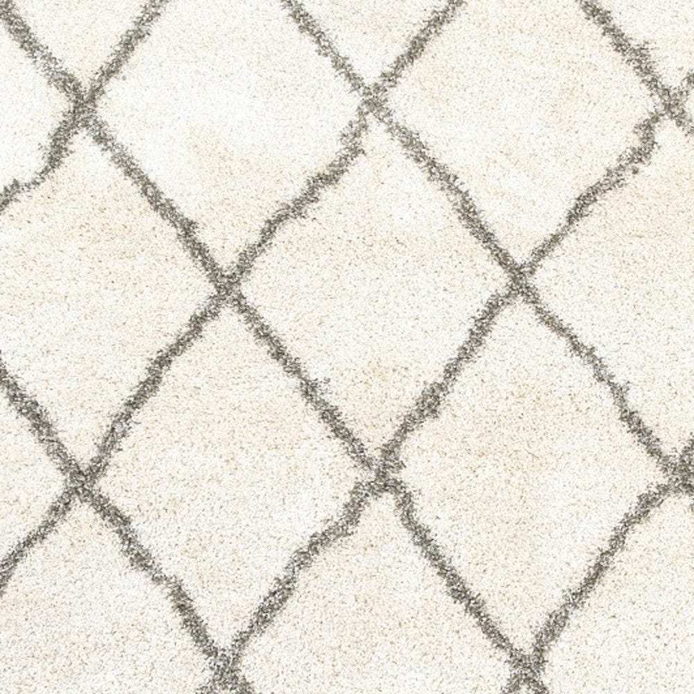 8' X 11' Ivory And Gray Geometric Lattice Area Rug - Homeroots - Flyclothing LLC