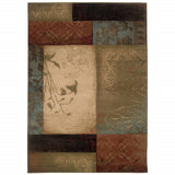 10' X 13' Beige And Brown Floral Block Pattern Area Rug - Homeroots