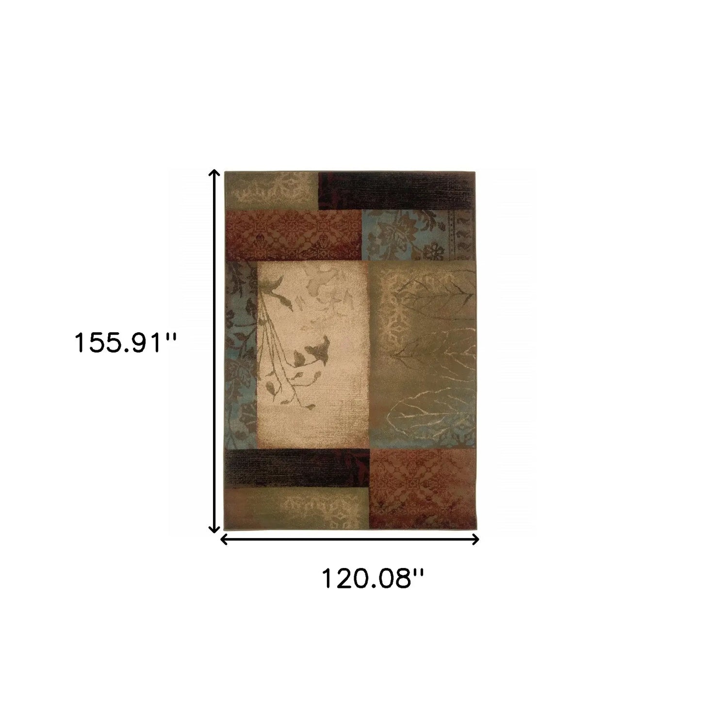 10' X 13' Beige And Brown Floral Block Pattern Area Rug - Homeroots - Flyclothing LLC