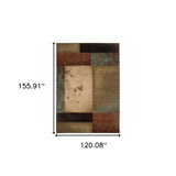 10' X 13' Beige And Brown Floral Block Pattern Area Rug - Homeroots