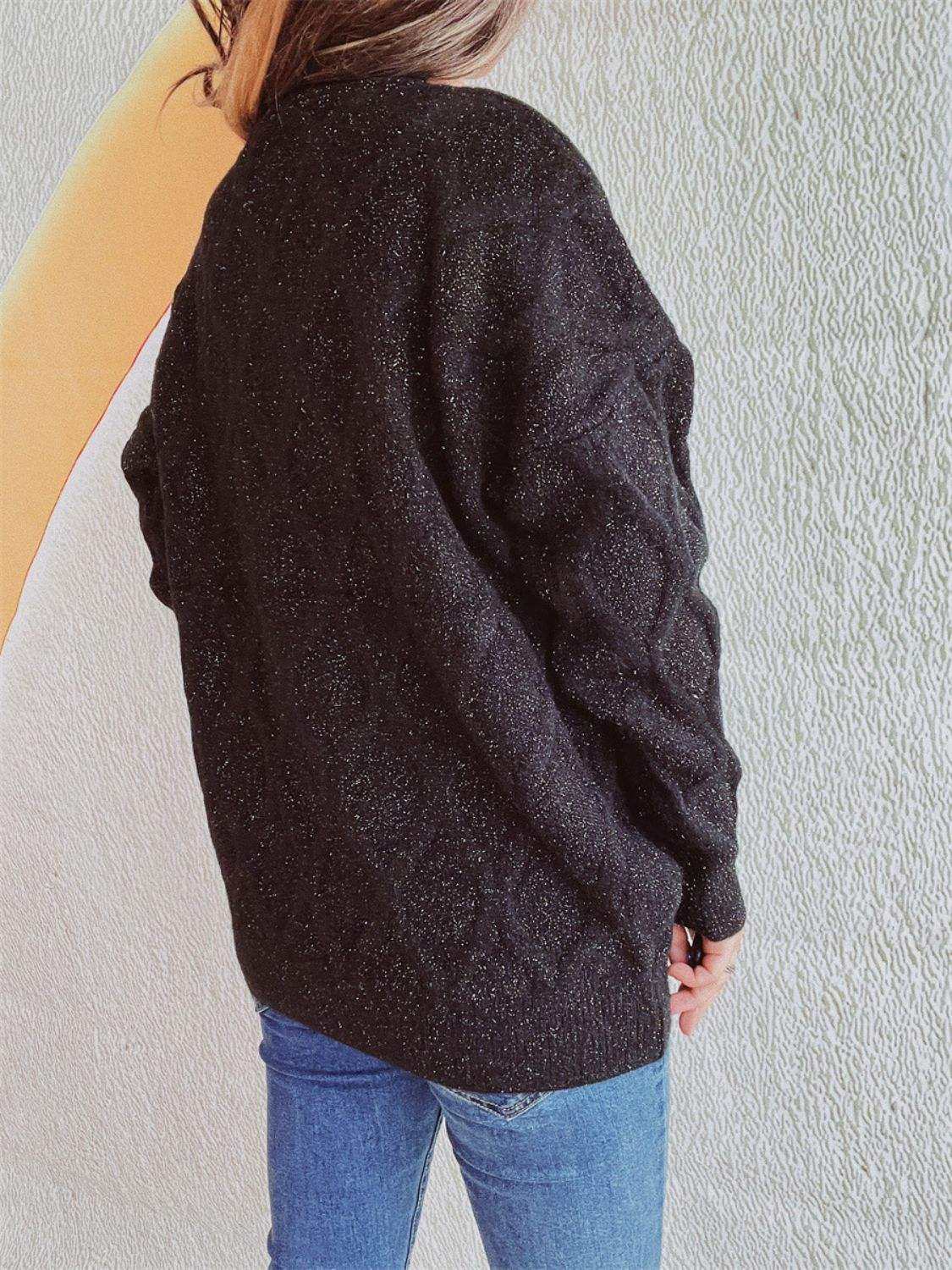 Diamond Round Neck Long Sleeve Sweater - Trendsi - Flyclothing LLC