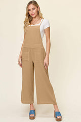 Double Take Full Size Texture Sleeveless Wide Leg Overall - Trendsi - Flyclothing LLC