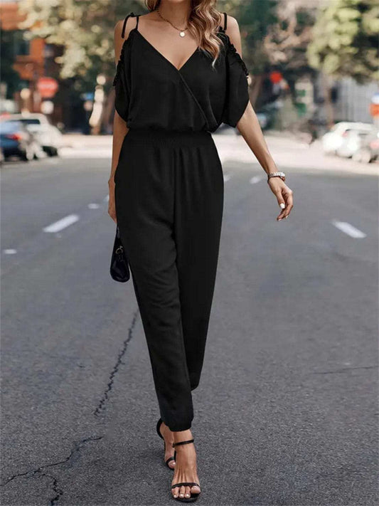 Surplice Tied Spaghetti Strap Jumpsuit - Trendsi - Flyclothing LLC