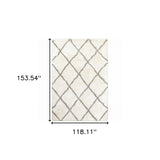 10' X 13' Ivory And Gray Geometric Lattice Area Rug - Homeroots