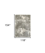 10' X 13' Gray And Ivory Distressed Abstract Area Rug - Homeroots - Flyclothing LLC