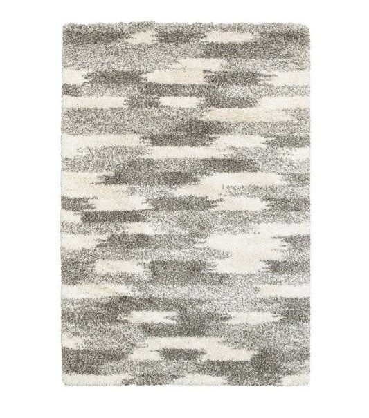10' X 13' Gray And Ivory Geometric Pattern Area Rug - Homeroots - Flyclothing LLC