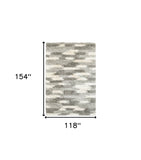 10' X 13' Gray And Ivory Geometric Pattern Area Rug - Homeroots