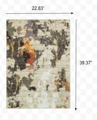 2' X 3' Beige and Black Power Loom Area Rug