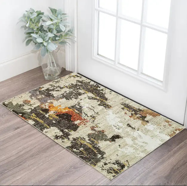 2' X 3' Beige and Black Power Loom Area Rug - Homeroots - Flyclothing LLC