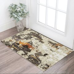 2' X 3' Beige and Black Power Loom Area Rug