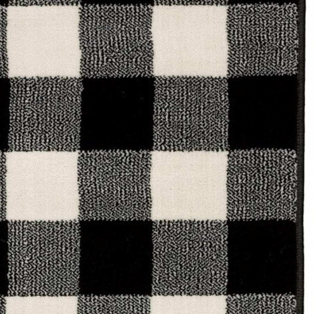 2' X 8' Monochromatic Gingham Pattern Indoor Runner Rug - Homeroots - Flyclothing LLC