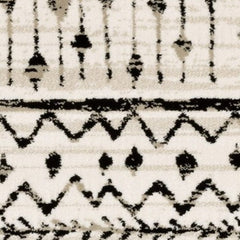 2' X 8' Ivory And Black Eclectic Patterns Indoor Runner Rug