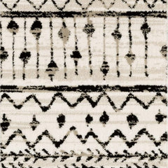 2' X 8' Ivory And Black Eclectic Patterns Indoor Runner Rug