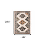 4' X 6' Abstract Ivory And Gray Geometric Indoor Area Rug - Homeroots
