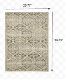 2' X 8' Ivory And Gray Floral Trellis Indoor Runner Rug - Homeroots