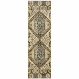 2' X 8' Tan And Gold Central Medallion Indoor Runner Rug - Homeroots - Flyclothing LLC