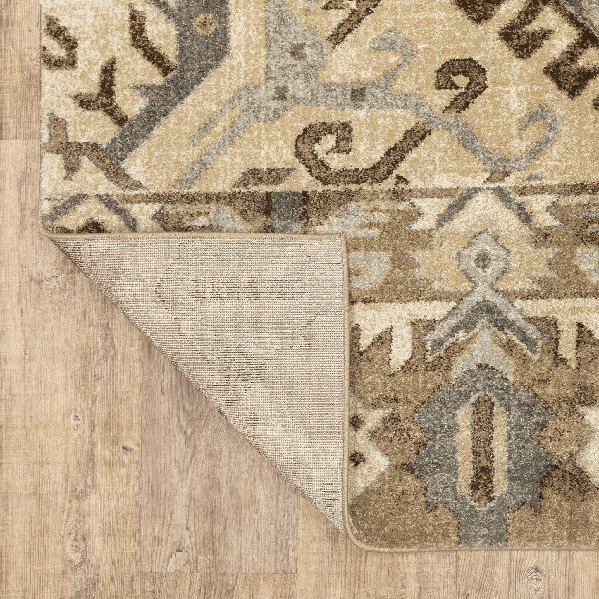 2' X 8' Tan And Gold Central Medallion Indoor Runner Rug - Homeroots - Flyclothing LLC