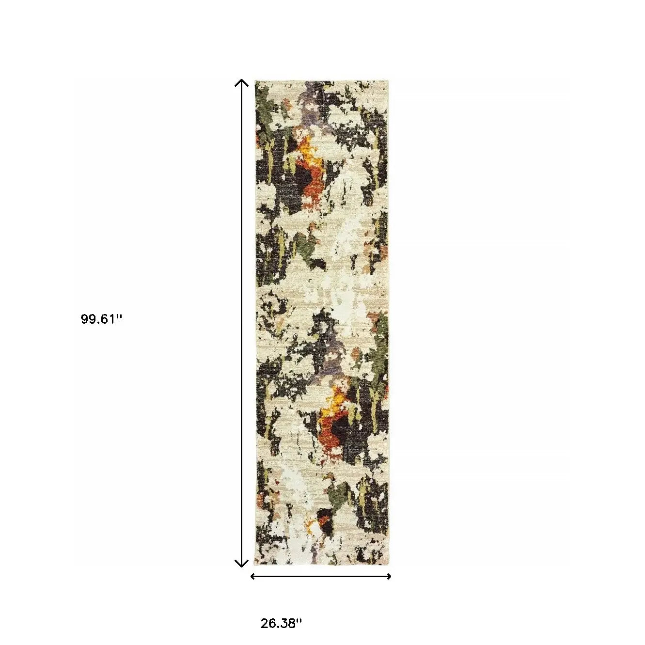 8' Runner Beige and Black Power Loom Runner Rug - Homeroots - Flyclothing LLC