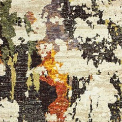 8' Runner Beige and Black Power Loom Runner Rug - Homeroots